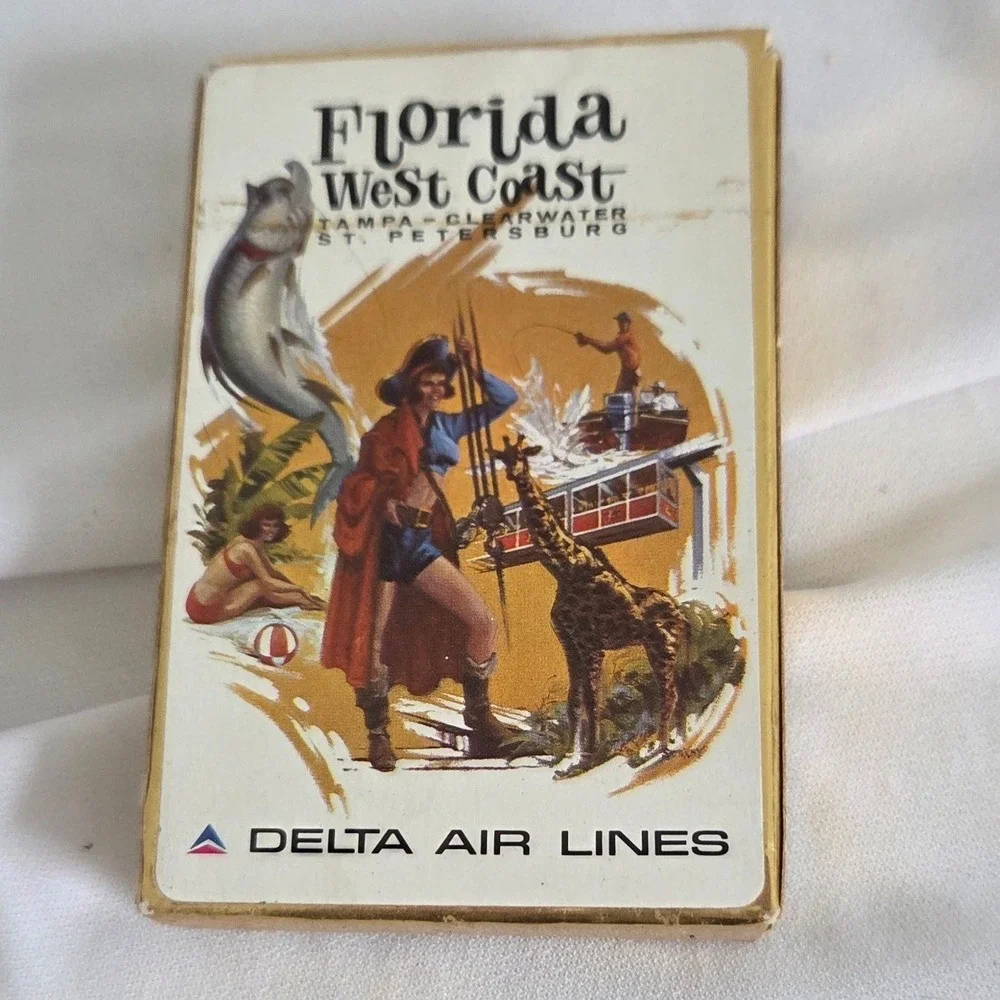 Vintage Delta Air Lines Playing Cards Florida West Coast, Tampa Clearwater